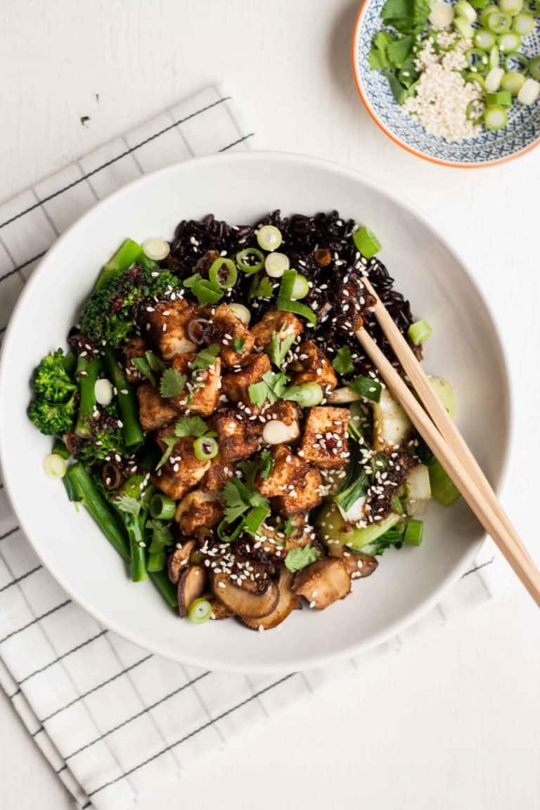 Crispy Tofu Black Rice Bowl - Eat Love Eat