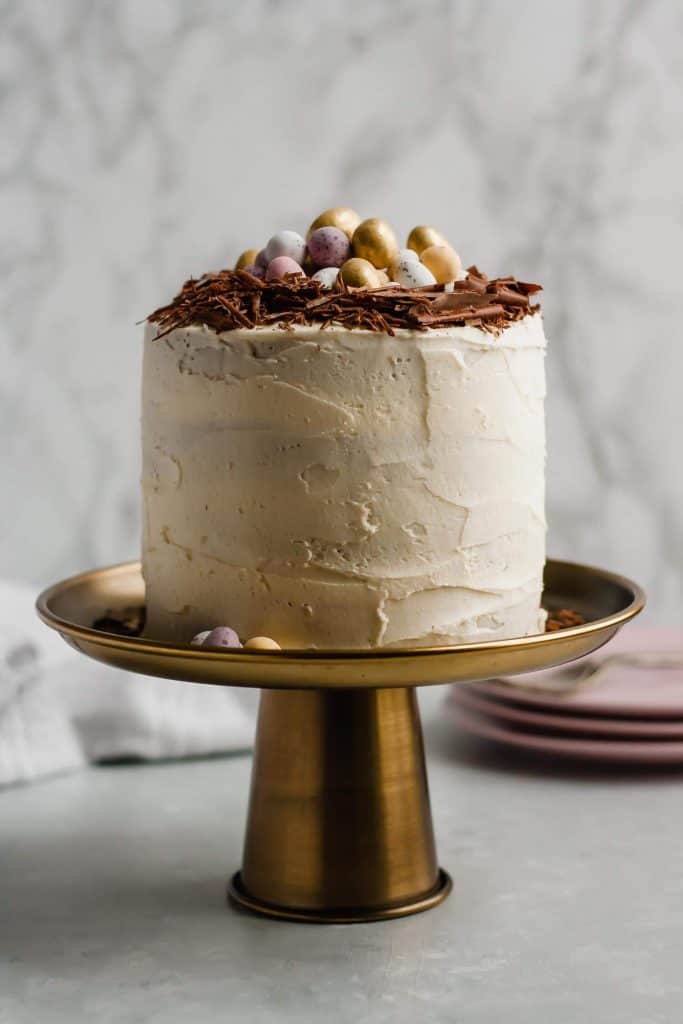 Brown Butter Chocolate Chip Easter Nest Cake - Eat Love Eat