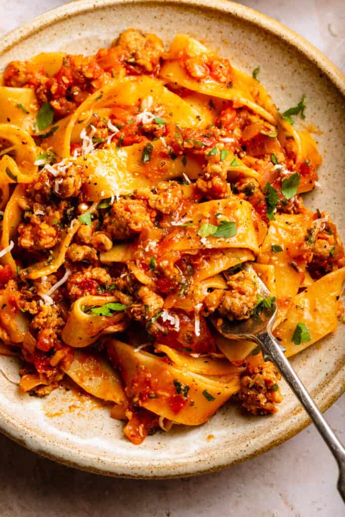 Easy Italian Sausage Ragu with Pappardelle - Eat Love Eat